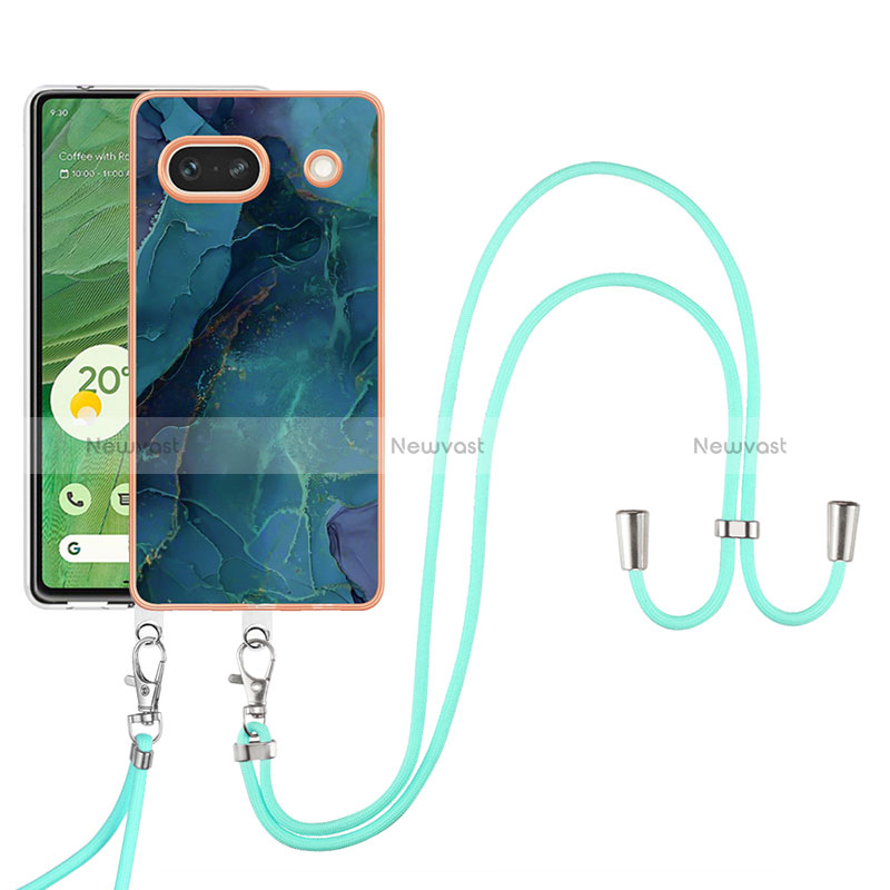 Silicone Candy Rubber Gel Fashionable Pattern Soft Case Cover with Lanyard Strap Y07B for Google Pixel 7a 5G