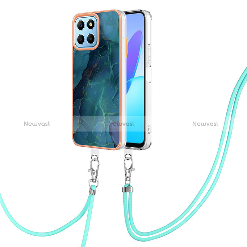 Silicone Candy Rubber Gel Fashionable Pattern Soft Case Cover with Lanyard Strap Y07B for Huawei Honor 70 Lite 5G