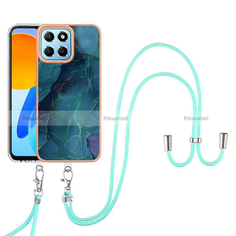 Silicone Candy Rubber Gel Fashionable Pattern Soft Case Cover with Lanyard Strap Y07B for Huawei Honor X6 5G