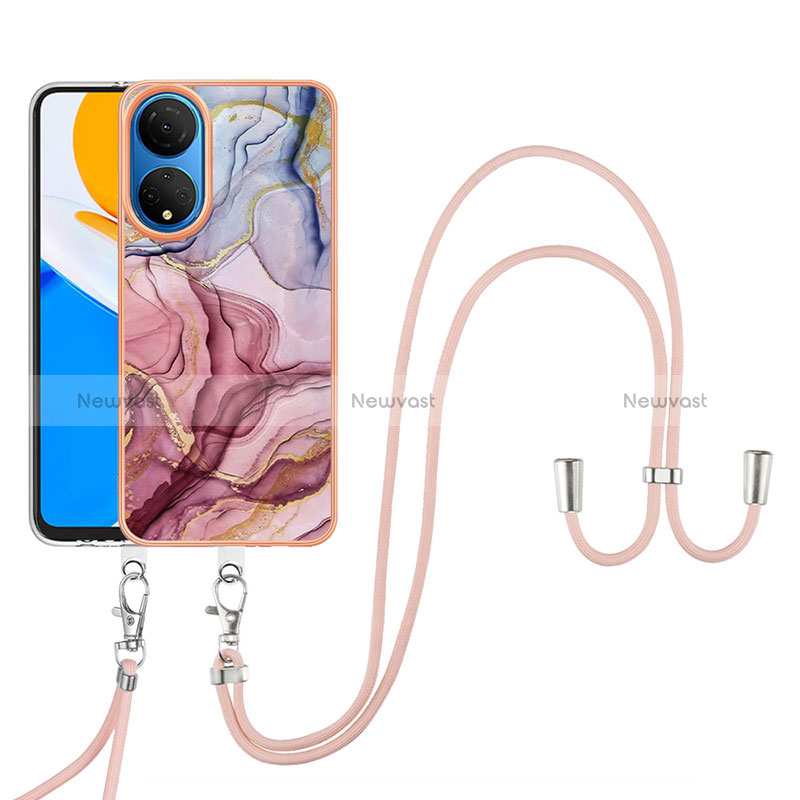 Silicone Candy Rubber Gel Fashionable Pattern Soft Case Cover with Lanyard Strap Y07B for Huawei Honor X7 Mixed