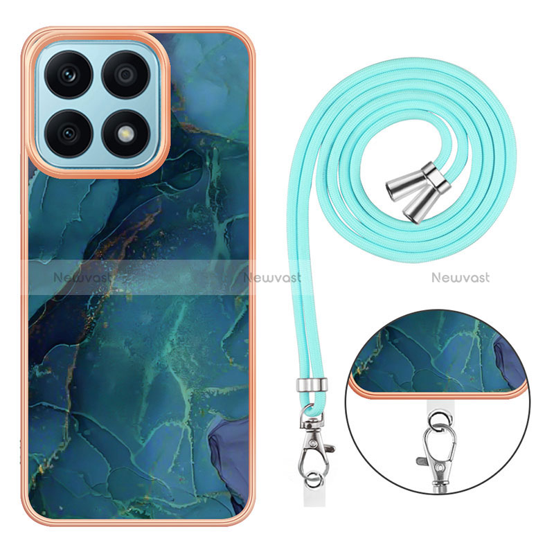 Silicone Candy Rubber Gel Fashionable Pattern Soft Case Cover with Lanyard Strap Y07B for Huawei Honor X8a 4G