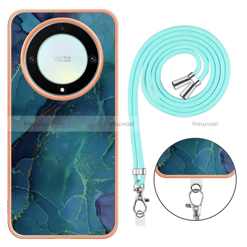 Silicone Candy Rubber Gel Fashionable Pattern Soft Case Cover with Lanyard Strap Y07B for Huawei Honor X9a 5G