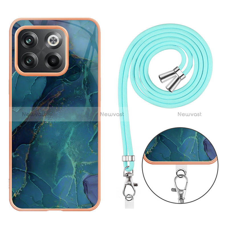 Silicone Candy Rubber Gel Fashionable Pattern Soft Case Cover with Lanyard Strap Y07B for OnePlus 10T 5G