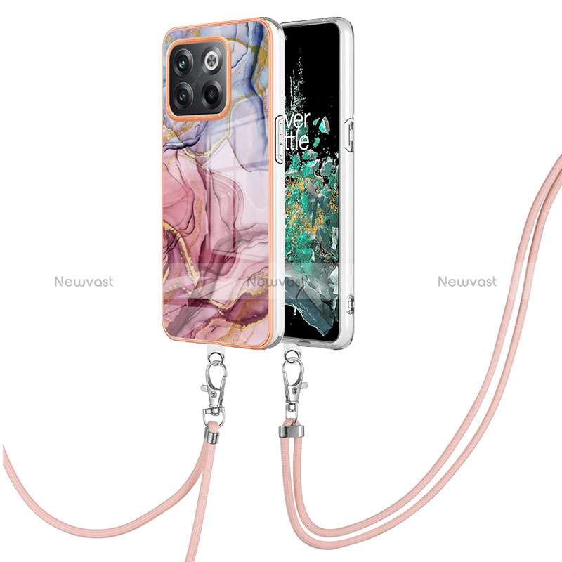 Silicone Candy Rubber Gel Fashionable Pattern Soft Case Cover with Lanyard Strap Y07B for OnePlus 10T 5G