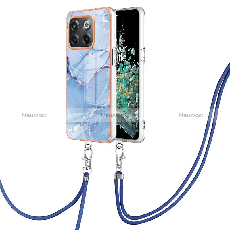 Silicone Candy Rubber Gel Fashionable Pattern Soft Case Cover with Lanyard Strap Y07B for OnePlus 10T 5G