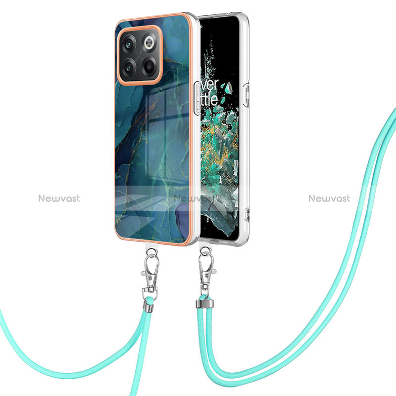 Silicone Candy Rubber Gel Fashionable Pattern Soft Case Cover with Lanyard Strap Y07B for OnePlus 10T 5G