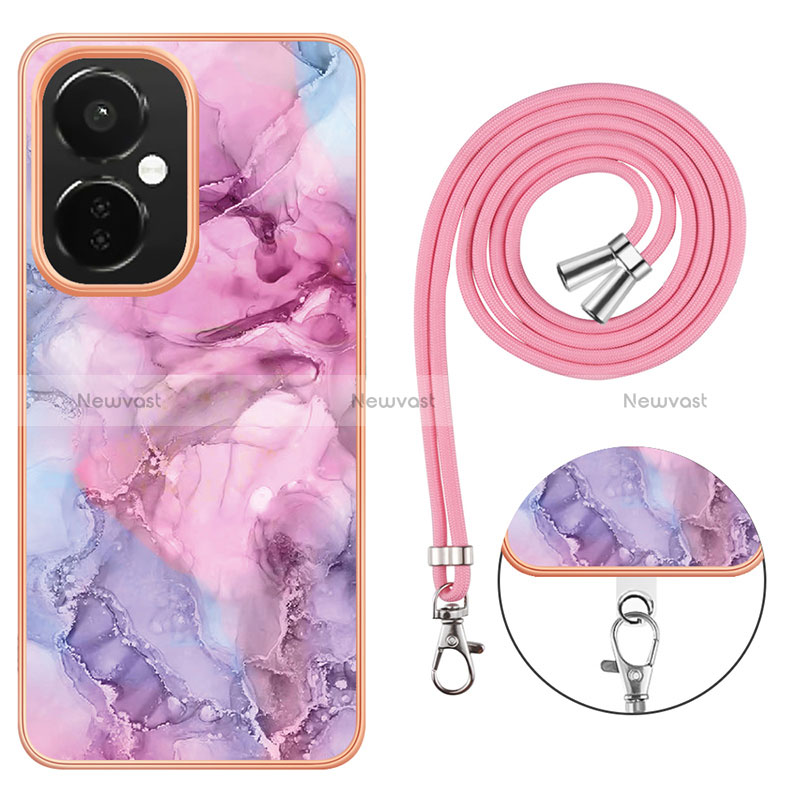 Silicone Candy Rubber Gel Fashionable Pattern Soft Case Cover with Lanyard Strap Y07B for OnePlus Nord CE 3 Lite 5G