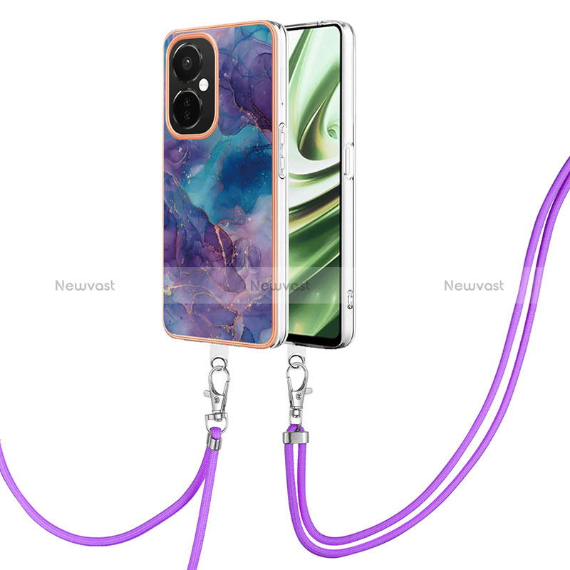 Silicone Candy Rubber Gel Fashionable Pattern Soft Case Cover with Lanyard Strap Y07B for OnePlus Nord CE 3 Lite 5G