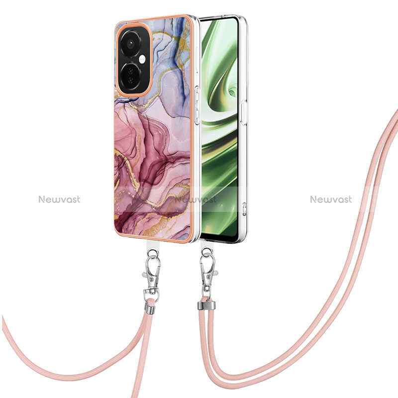 Silicone Candy Rubber Gel Fashionable Pattern Soft Case Cover with Lanyard Strap Y07B for OnePlus Nord CE 3 Lite 5G