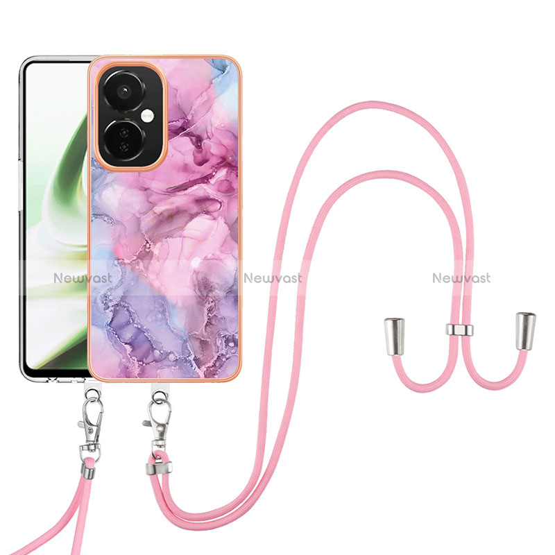 Silicone Candy Rubber Gel Fashionable Pattern Soft Case Cover with Lanyard Strap Y07B for OnePlus Nord CE 3 Lite 5G