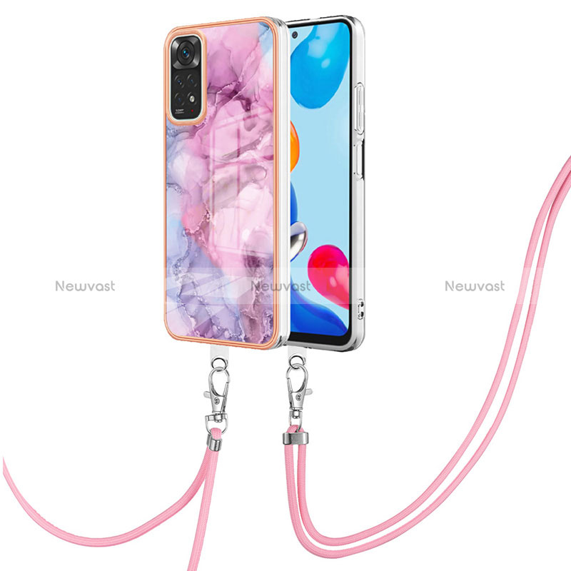 Silicone Candy Rubber Gel Fashionable Pattern Soft Case Cover with Lanyard Strap YB1 for Xiaomi Redmi Note 11 4G (2022)