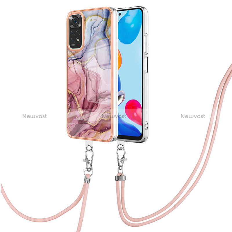 Silicone Candy Rubber Gel Fashionable Pattern Soft Case Cover with Lanyard Strap YB1 for Xiaomi Redmi Note 11 4G (2022) Mixed