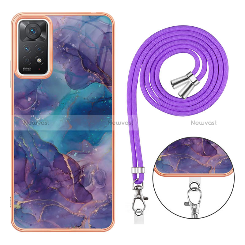 Silicone Candy Rubber Gel Fashionable Pattern Soft Case Cover with Lanyard Strap YB1 for Xiaomi Redmi Note 11 Pro 4G