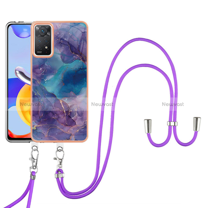 Silicone Candy Rubber Gel Fashionable Pattern Soft Case Cover with Lanyard Strap YB1 for Xiaomi Redmi Note 11 Pro 4G