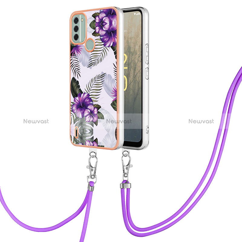 Silicone Candy Rubber Gel Fashionable Pattern Soft Case Cover with Lanyard Strap YB3 for Nokia C31