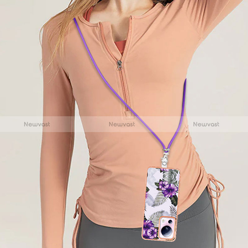 Silicone Candy Rubber Gel Fashionable Pattern Soft Case Cover with Lanyard Strap YB3 for Xiaomi Civi 2 5G