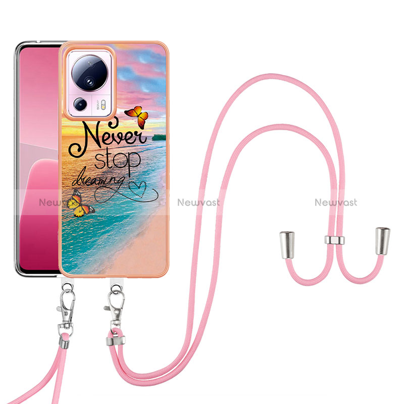 Silicone Candy Rubber Gel Fashionable Pattern Soft Case Cover with Lanyard Strap YB3 for Xiaomi Civi 2 5G