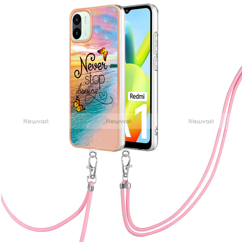 Silicone Candy Rubber Gel Fashionable Pattern Soft Case Cover with Lanyard Strap YB3 for Xiaomi Poco C50