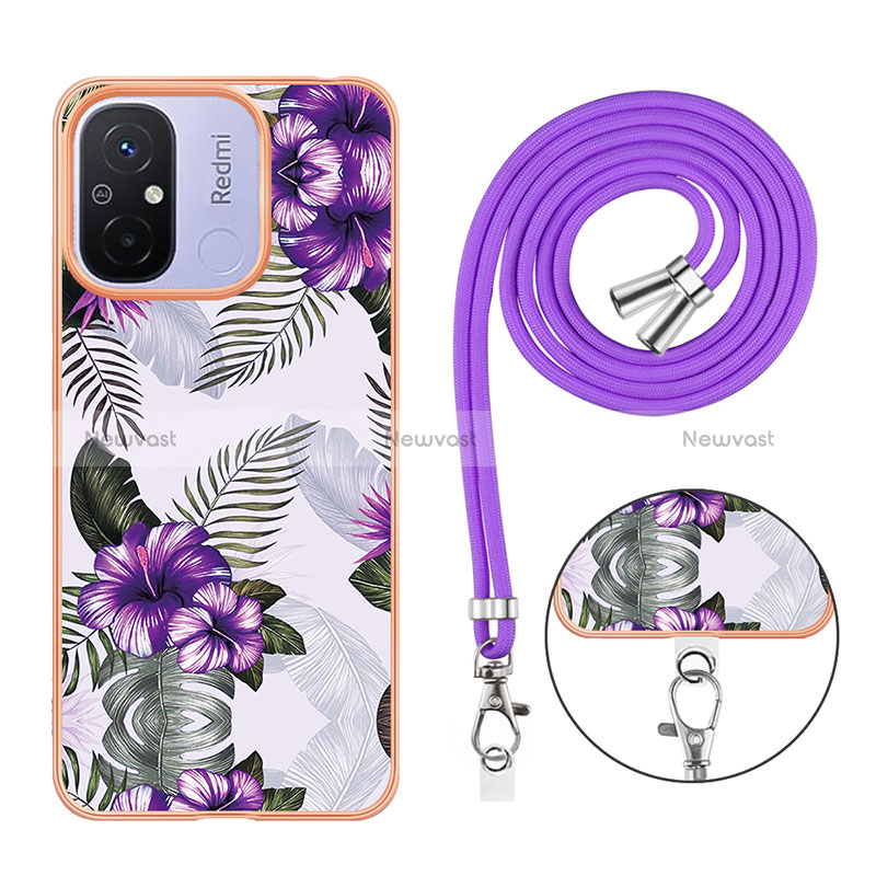 Silicone Candy Rubber Gel Fashionable Pattern Soft Case Cover with Lanyard Strap YB3 for Xiaomi Poco C55