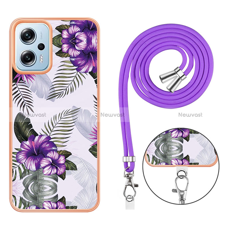 Silicone Candy Rubber Gel Fashionable Pattern Soft Case Cover with Lanyard Strap YB3 for Xiaomi Poco X4 GT 5G