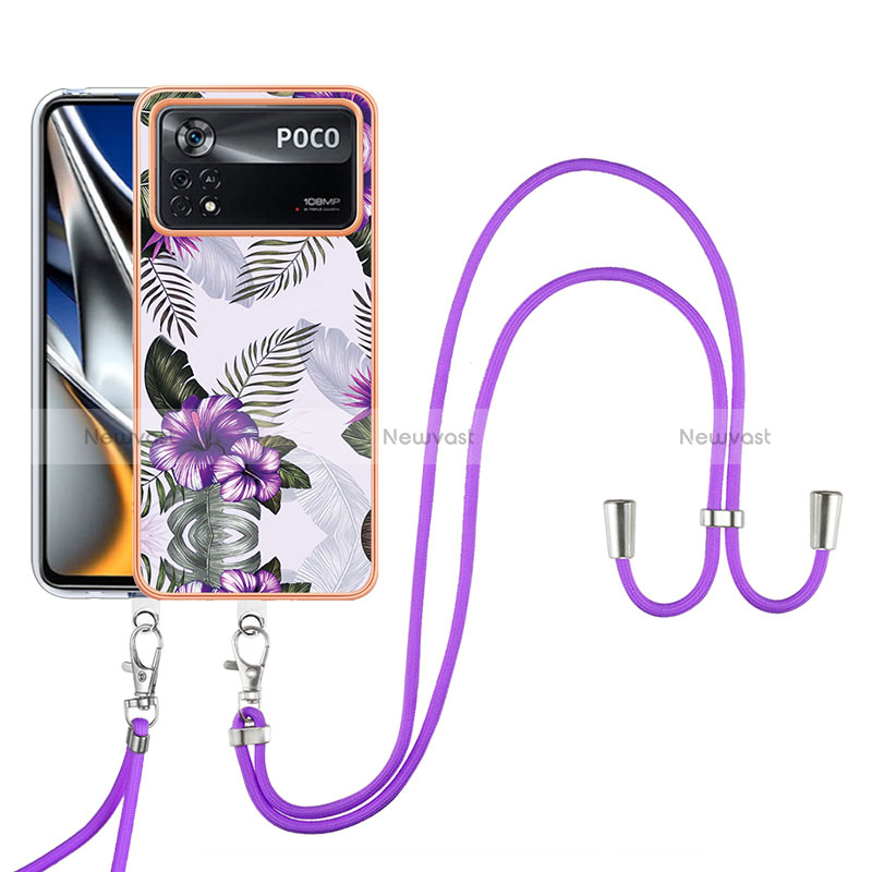 Silicone Candy Rubber Gel Fashionable Pattern Soft Case Cover with Lanyard Strap YB3 for Xiaomi Poco X4 Pro 5G