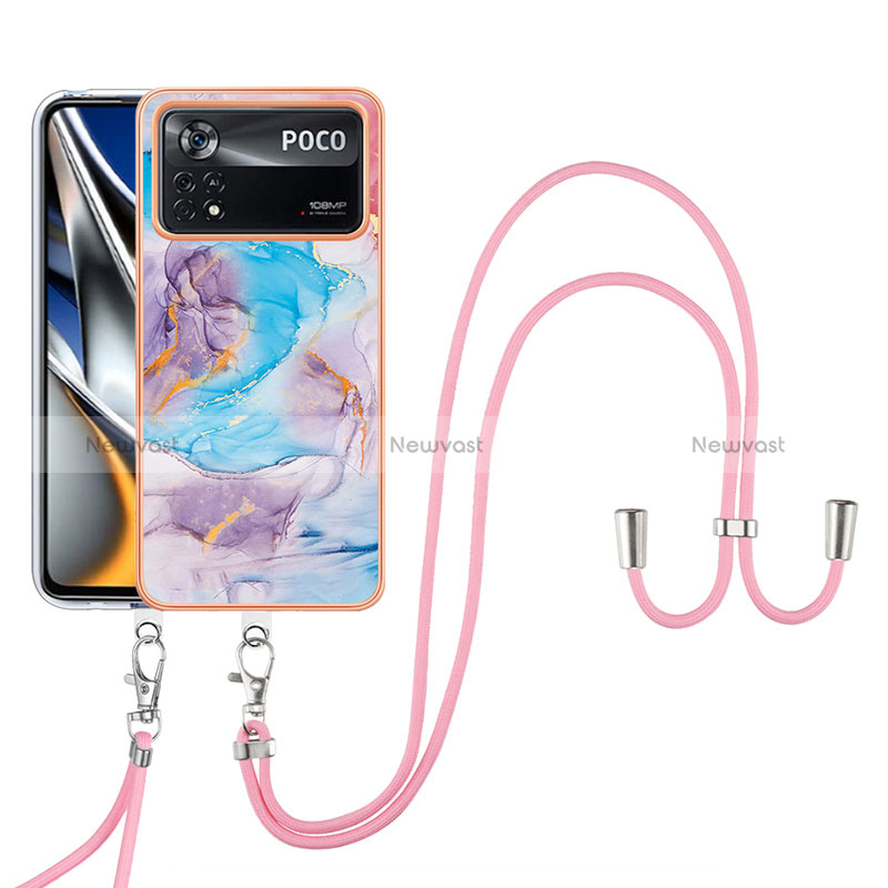 Silicone Candy Rubber Gel Fashionable Pattern Soft Case Cover with Lanyard Strap YB3 for Xiaomi Poco X4 Pro 5G