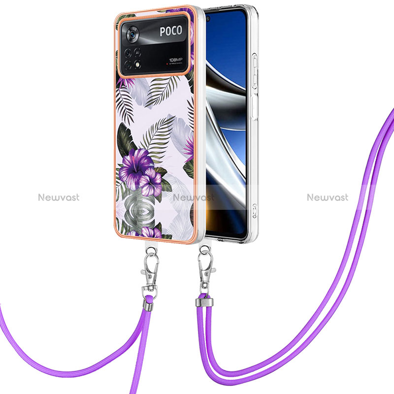 Silicone Candy Rubber Gel Fashionable Pattern Soft Case Cover with Lanyard Strap YB3 for Xiaomi Poco X4 Pro 5G