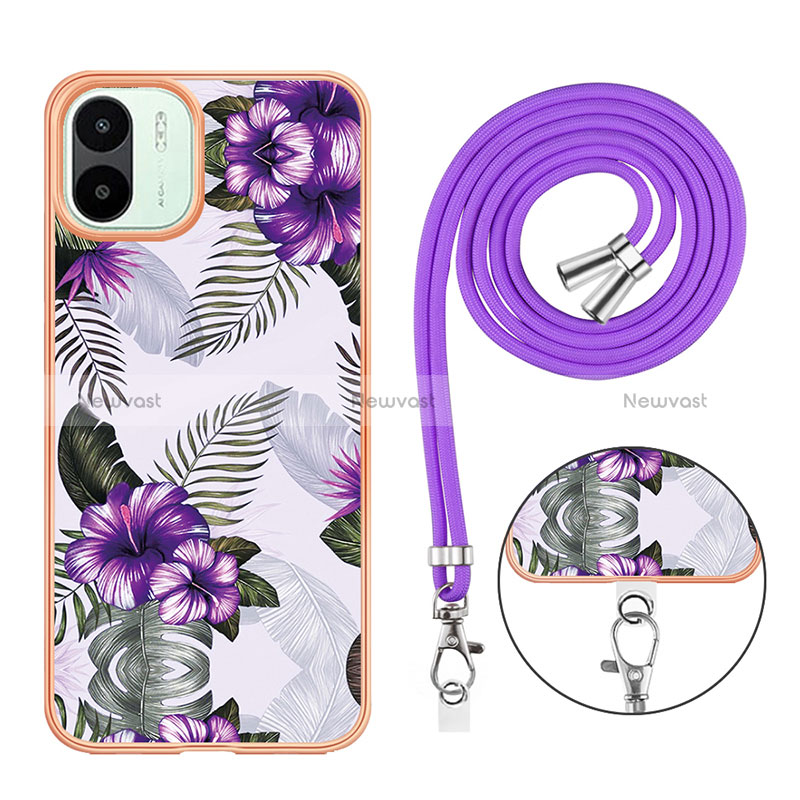Silicone Candy Rubber Gel Fashionable Pattern Soft Case Cover with Lanyard Strap YB3 for Xiaomi Redmi A2 Plus
