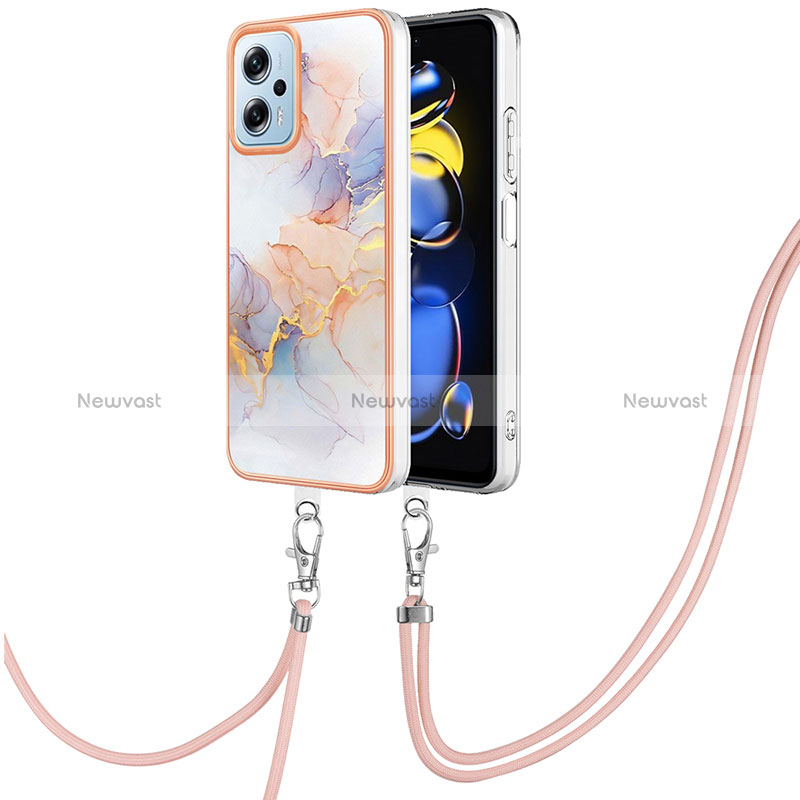 Silicone Candy Rubber Gel Fashionable Pattern Soft Case Cover with Lanyard Strap YB3 for Xiaomi Redmi K50i 5G