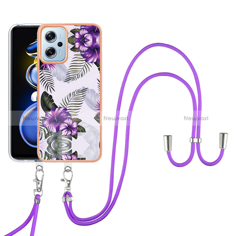 Silicone Candy Rubber Gel Fashionable Pattern Soft Case Cover with Lanyard Strap YB3 for Xiaomi Redmi K50i 5G