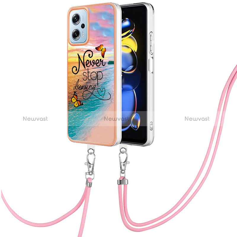 Silicone Candy Rubber Gel Fashionable Pattern Soft Case Cover with Lanyard Strap YB3 for Xiaomi Redmi Note 11 Pro+ Plus 5G