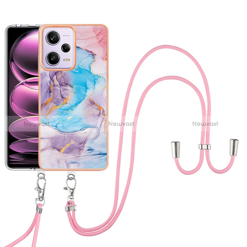 Silicone Candy Rubber Gel Fashionable Pattern Soft Case Cover with Lanyard Strap YB3 for Xiaomi Redmi Note 12 Pro 5G