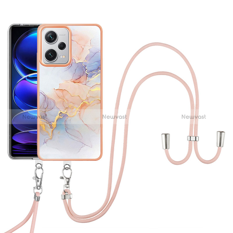 Silicone Candy Rubber Gel Fashionable Pattern Soft Case Cover with Lanyard Strap YB3 for Xiaomi Redmi Note 12 Pro+ Plus 5G