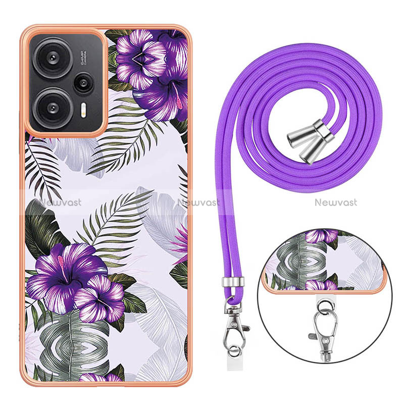 Silicone Candy Rubber Gel Fashionable Pattern Soft Case Cover with Lanyard Strap YB3 for Xiaomi Redmi Note 12 Turbo 5G