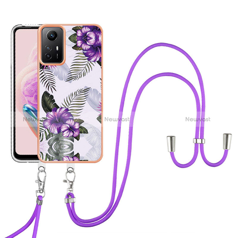 Silicone Candy Rubber Gel Fashionable Pattern Soft Case Cover with Lanyard Strap YB3 for Xiaomi Redmi Note 12S