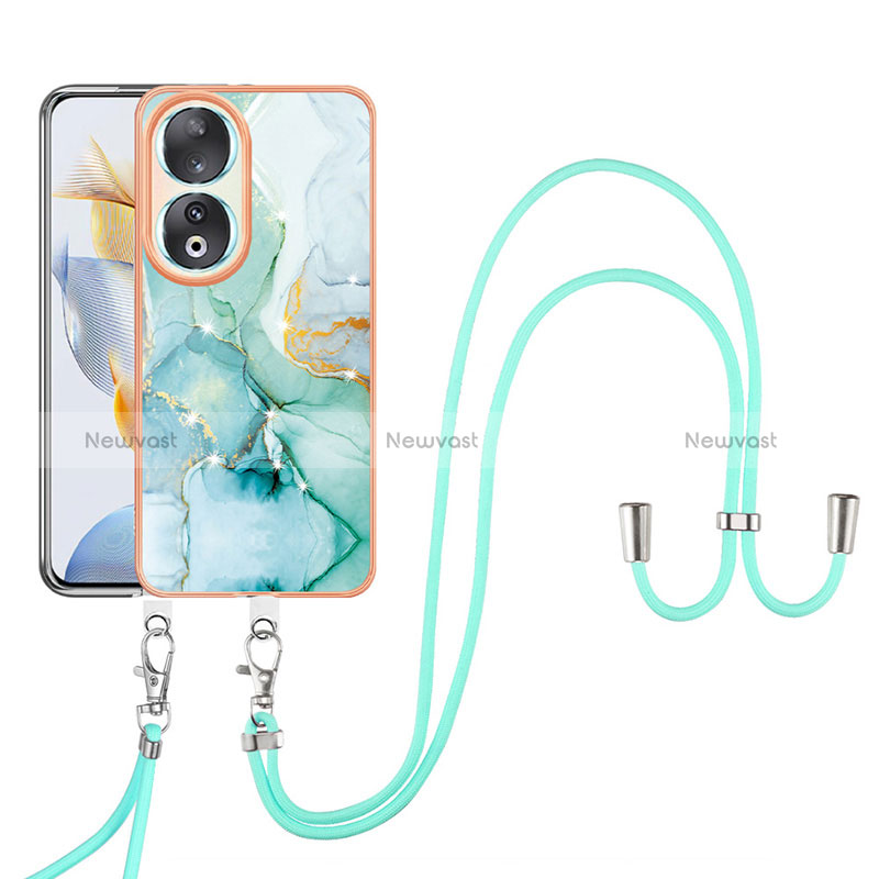 Silicone Candy Rubber Gel Fashionable Pattern Soft Case Cover with Lanyard Strap YB5 for Huawei Honor 90 5G