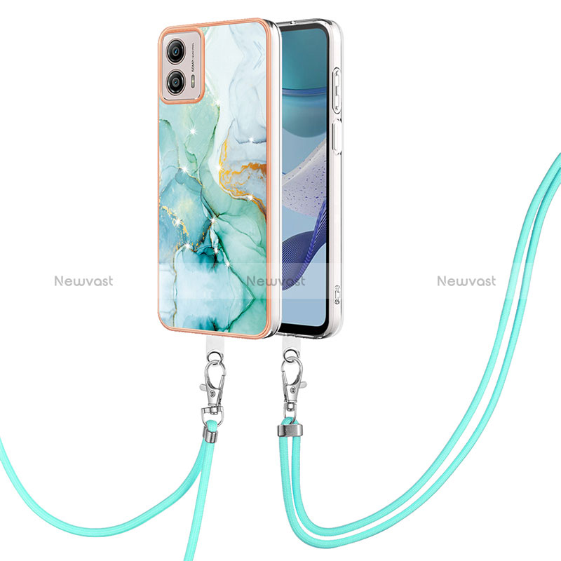 Silicone Candy Rubber Gel Fashionable Pattern Soft Case Cover with Lanyard Strap YB5 for Motorola Moto G53 5G