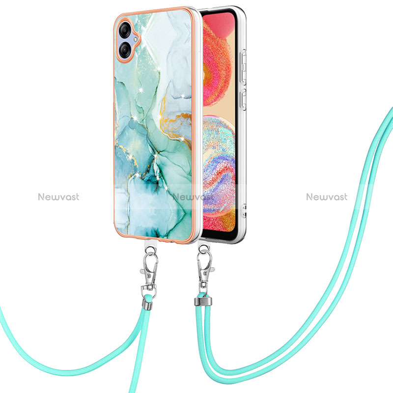 Silicone Candy Rubber Gel Fashionable Pattern Soft Case Cover with Lanyard Strap YB5 for Samsung Galaxy A04 4G