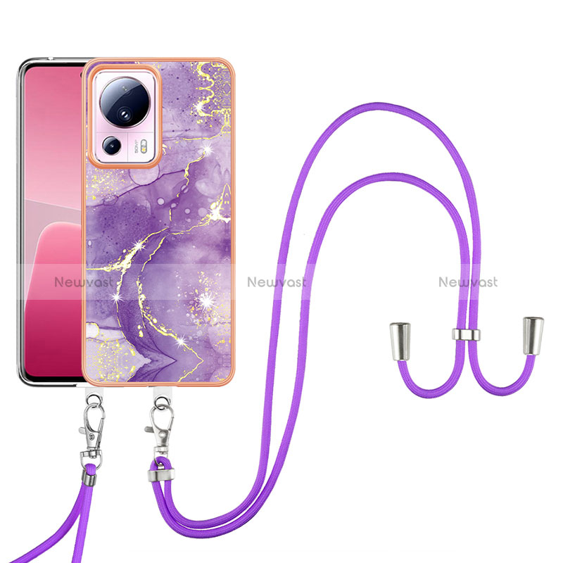 Silicone Candy Rubber Gel Fashionable Pattern Soft Case Cover with Lanyard Strap YB5 for Xiaomi Civi 2 5G