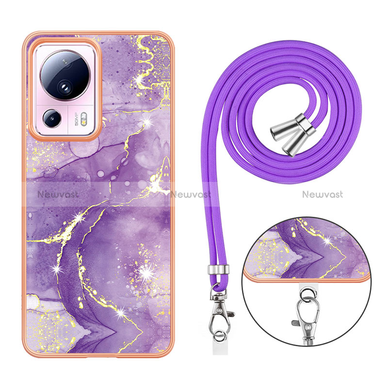 Silicone Candy Rubber Gel Fashionable Pattern Soft Case Cover with Lanyard Strap YB5 for Xiaomi Civi 2 5G