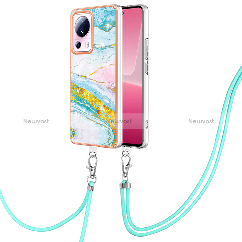 Silicone Candy Rubber Gel Fashionable Pattern Soft Case Cover with Lanyard Strap YB5 for Xiaomi Mi 12 Lite NE 5G Colorful