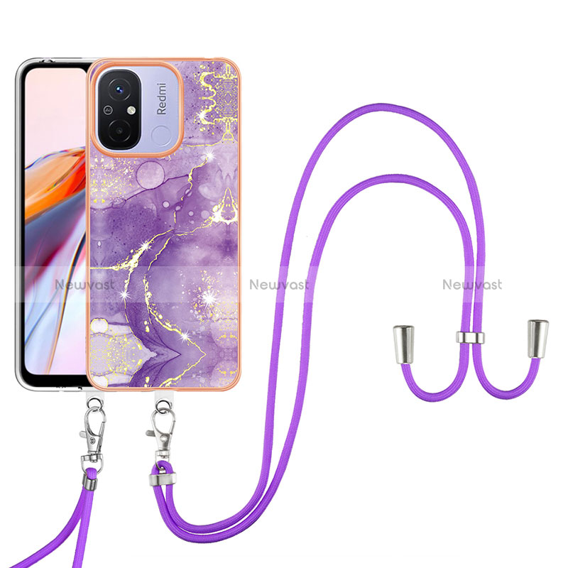 Silicone Candy Rubber Gel Fashionable Pattern Soft Case Cover with Lanyard Strap YB5 for Xiaomi Poco C55