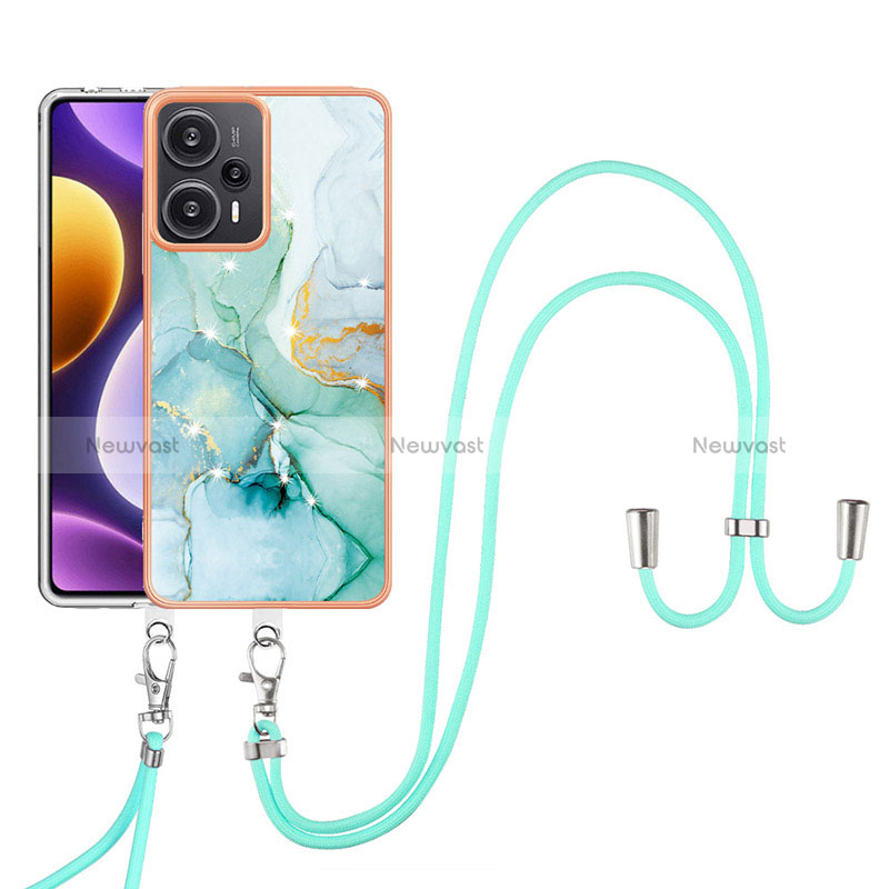 Silicone Candy Rubber Gel Fashionable Pattern Soft Case Cover with Lanyard Strap YB5 for Xiaomi Poco F5 5G