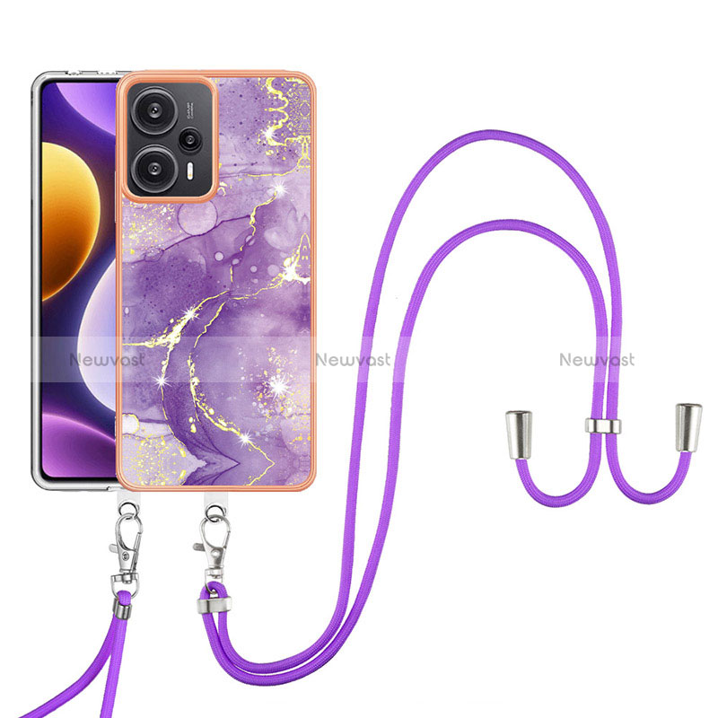 Silicone Candy Rubber Gel Fashionable Pattern Soft Case Cover with Lanyard Strap YB5 for Xiaomi Poco F5 5G