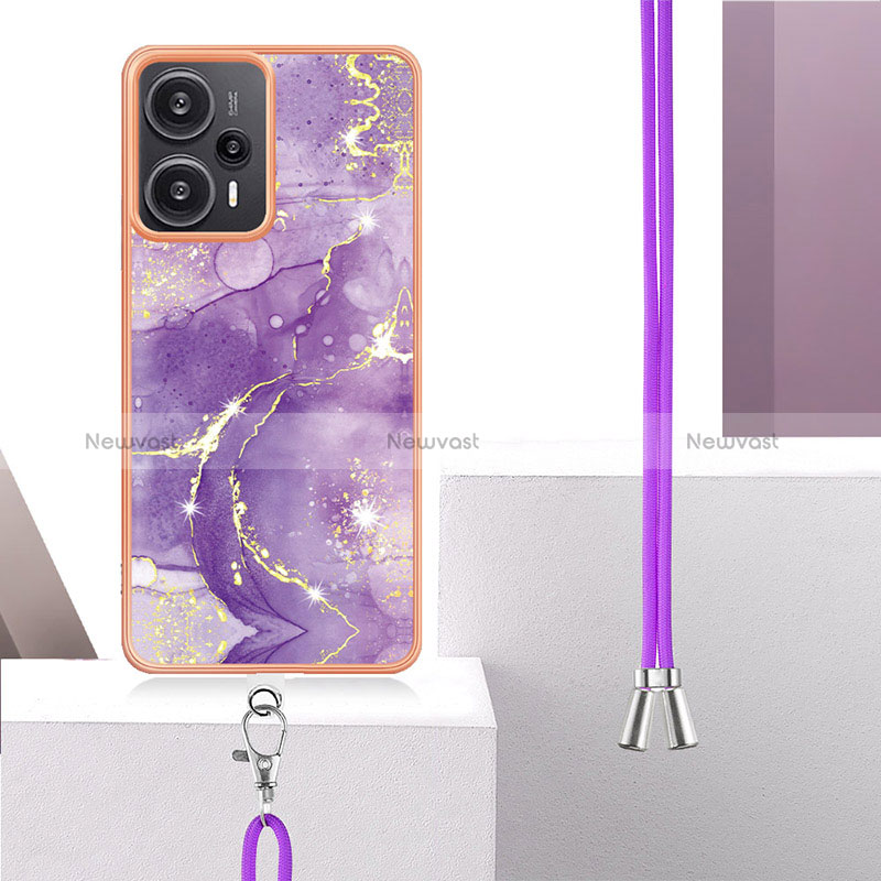 Silicone Candy Rubber Gel Fashionable Pattern Soft Case Cover with Lanyard Strap YB5 for Xiaomi Poco F5 5G