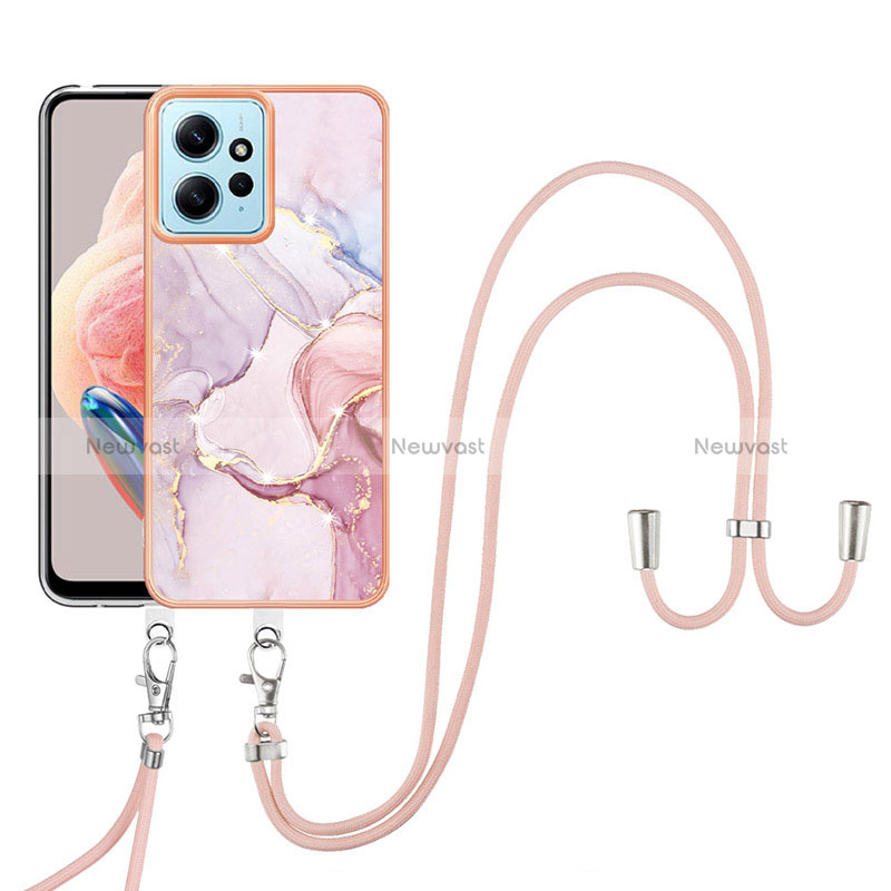 Silicone Candy Rubber Gel Fashionable Pattern Soft Case Cover with Lanyard Strap YB5 for Xiaomi Redmi Note 12 4G