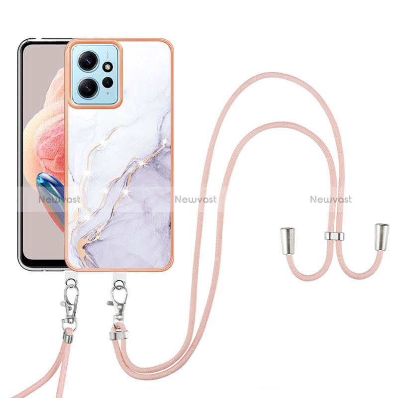 Silicone Candy Rubber Gel Fashionable Pattern Soft Case Cover with Lanyard Strap YB5 for Xiaomi Redmi Note 12 4G