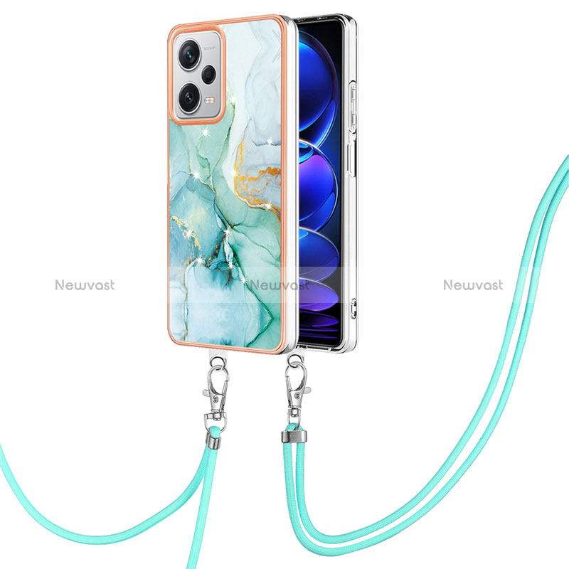 Silicone Candy Rubber Gel Fashionable Pattern Soft Case Cover with Lanyard Strap YB5 for Xiaomi Redmi Note 12 Explorer