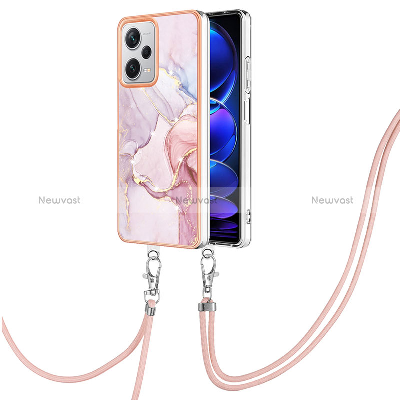 Silicone Candy Rubber Gel Fashionable Pattern Soft Case Cover with Lanyard Strap YB5 for Xiaomi Redmi Note 12 Explorer