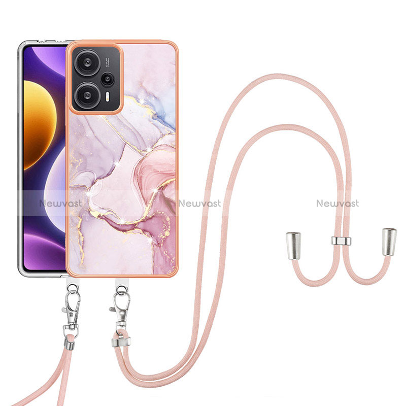 Silicone Candy Rubber Gel Fashionable Pattern Soft Case Cover with Lanyard Strap YB5 for Xiaomi Redmi Note 12 Turbo 5G